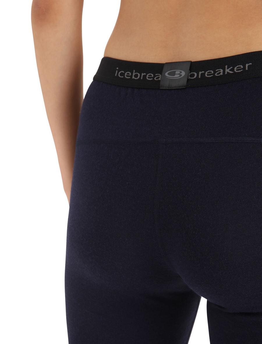 Women's Icebreaker Merino 200 Oasis Thermal Leggings Base Layers Midnight Navy | CA 1030MQZA